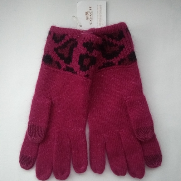 Coach Ocelot Touch Glove in Cranberry - Picture 2 of 8